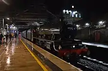 45562 Alberta stood at Preston's platform 5 waiting for the signal to depart with the last leg of 29 Feb's Cotton Mill Express.