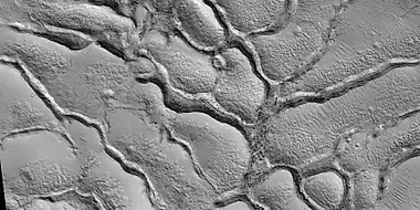 Close view of fractured ground, as seen by HiRISE under HiWish program