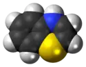 Space-filling model of the 4H-1,4-benzothiazine molecule