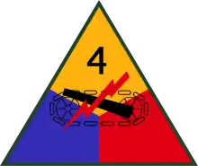 4th Armored Division insignia.  The division chose not to add a nickname as befit their motto: Name Enough!