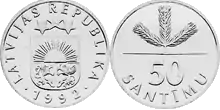 50 santīmu, 1992