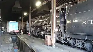 No. 90 sitting inside the SRC engine shed with CN No. 89 and BEDT No. 15, on November 13, 2016