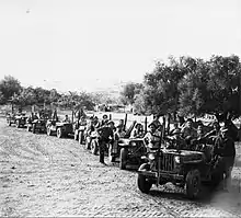 Members of the 89th Battalion outside Beit Gurvin, during Operation Yoav, October 1948