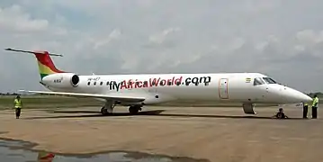 An Africa World Airlines ERJ-145LR at Kumasi Airport.