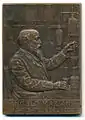 1905, Angelo Mariani and the use of coca leaf in Vin Mariani, proprietary medicine. Bronze, 37 x 52mm.