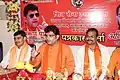 Arun Pathak addressing a press conference as a Shiv Sena spokesperson