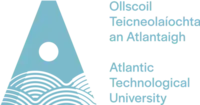 Logo of the Atlantic Technological University consisting of a large stylised teal-coloured "A" with a wave pattern accompanied by the name of the university in both Irish and English