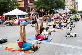 Front Bird - a basic acro yoga pose