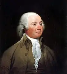 Image 55John Adams took an active role in the formation of the navy and the drafting of suitable operational regulations. Painting by John Trumbull, c. 1792–93. (from Continental Navy)