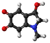 Ball-and-stick model of the adrenochrome molecule