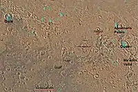 Map of Aeolis quadrangle - Gale is in the upper left - Aeolis Mons is in the middle of the crater