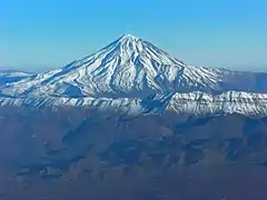 Aerial view of Mount Damavand, Mazandaran