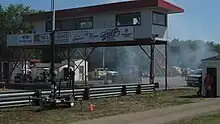 After a burnout; timer and timing booth at right