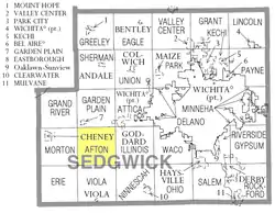 Location of Afton Township in Sedgwick County