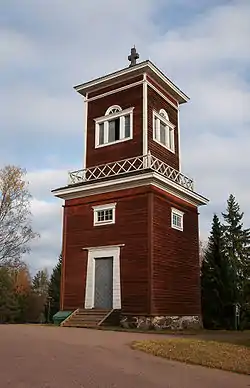 Bell tower of Ahlainen Church, drawn by C. L. Engel (1832)