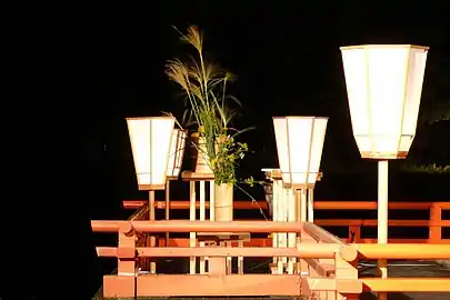 Hexagonal bonbori lamps the Ise Grand Shrine