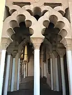 Interlacing polylobed arches at the Alcazaba of Malaga in Spain (11th century)