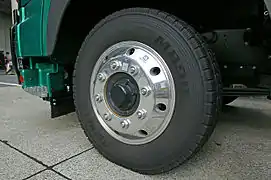 Alcoa's heavy-duty alloy wheel, for buses and trucks.