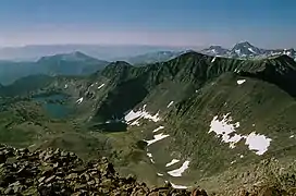 View from Koip Peak: Alger Lakes, Blacktop Peak, and distant Ritter Range