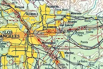 1934 map with Griffith Park Aerodrome