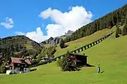 The Allmendhubelbahn funicular in Murren, Switzerland.