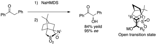 Asymmetric oxaziridine hydroxylation