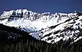 Amphitheater Mountain with snow from Silver Gate, Montana