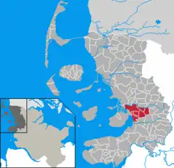 Map of Dithmarschen highlighting Hattstedt