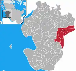 Map of Dithmarschen highlighting Albersdorf