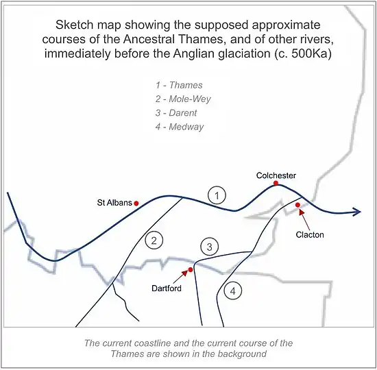 Ancestral Thames prior to Anglian glaciation.