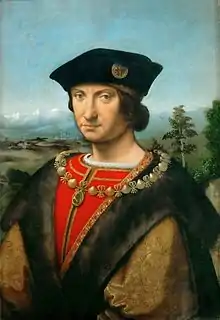 Charles d'Amboise in the cockleshell collar of the Order of Saint Michael, 1507