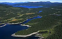 View over lakes including Ankarvattnet