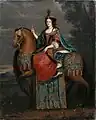 Queen Marie Casimire on horseback.