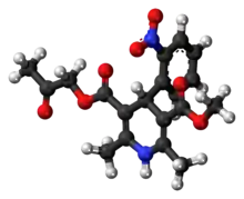 Ball-and-stick model of the aranidipine molecule