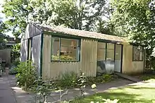 Example of asbestos cement siding and lining on a post-war temporary house in Yardley, Birmingham.  Nearly 40,000 of these structures were built between 1946 and 1949 to house families