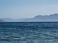 Sailboat on the Argolic Gulf near the harbour of Nafplio