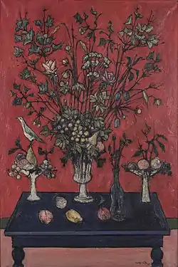 Armand Niquille, Red Bouquet on Red Background, 1957, 122x81 cm, FAN