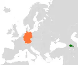 Map indicating locations of Armenia and Germany