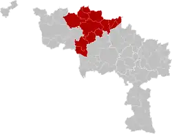 Location of the arrondissement in Hainaut