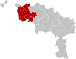 Location of the arrondissement in Hainaut