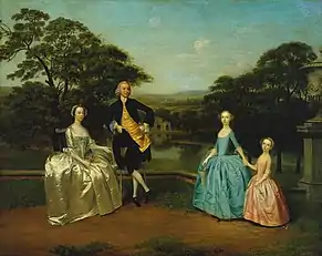 Arthur Devis's "conversation piece" portrait of the East India Company's Robert James and family; 1751.