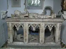 The tiered monument for John FitzAlan, alabaster and limestone, c. 1435–45. Note the transi in the lower register. Arundel Castle, West Sussex