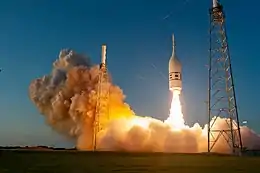 A boilerplate Orion spacecraft launching from Spaceport Florida LC-46