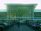 Asda Superstore in West Bridgford, Nottingham. The Asda logo is on the front of the building.