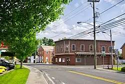 View along State Street; Town Hall on the right