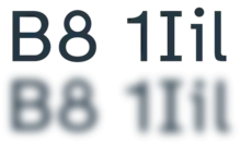 On the top line, the characters "B8 1Iil". On the bottom line, the same characters, very blurred but still readable to most people.