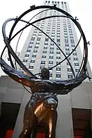 Lee Lawrie's colossal bronze Atlas, Rockefeller Center, New York