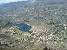 The lake Quchapampa and the village of Aucará