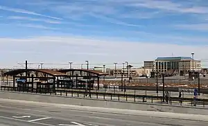 Aurora Metro Center Station across the street from the mall on the east side