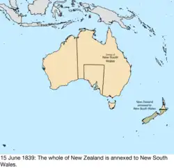 Map of British claims to Australia; for details, refer to adjacent text